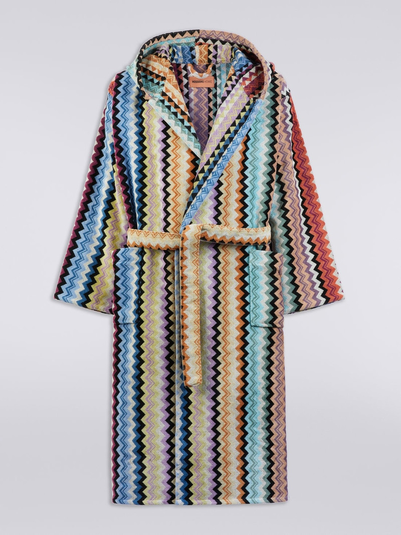 Adam chevron cotton terry hooded bathrobe 1