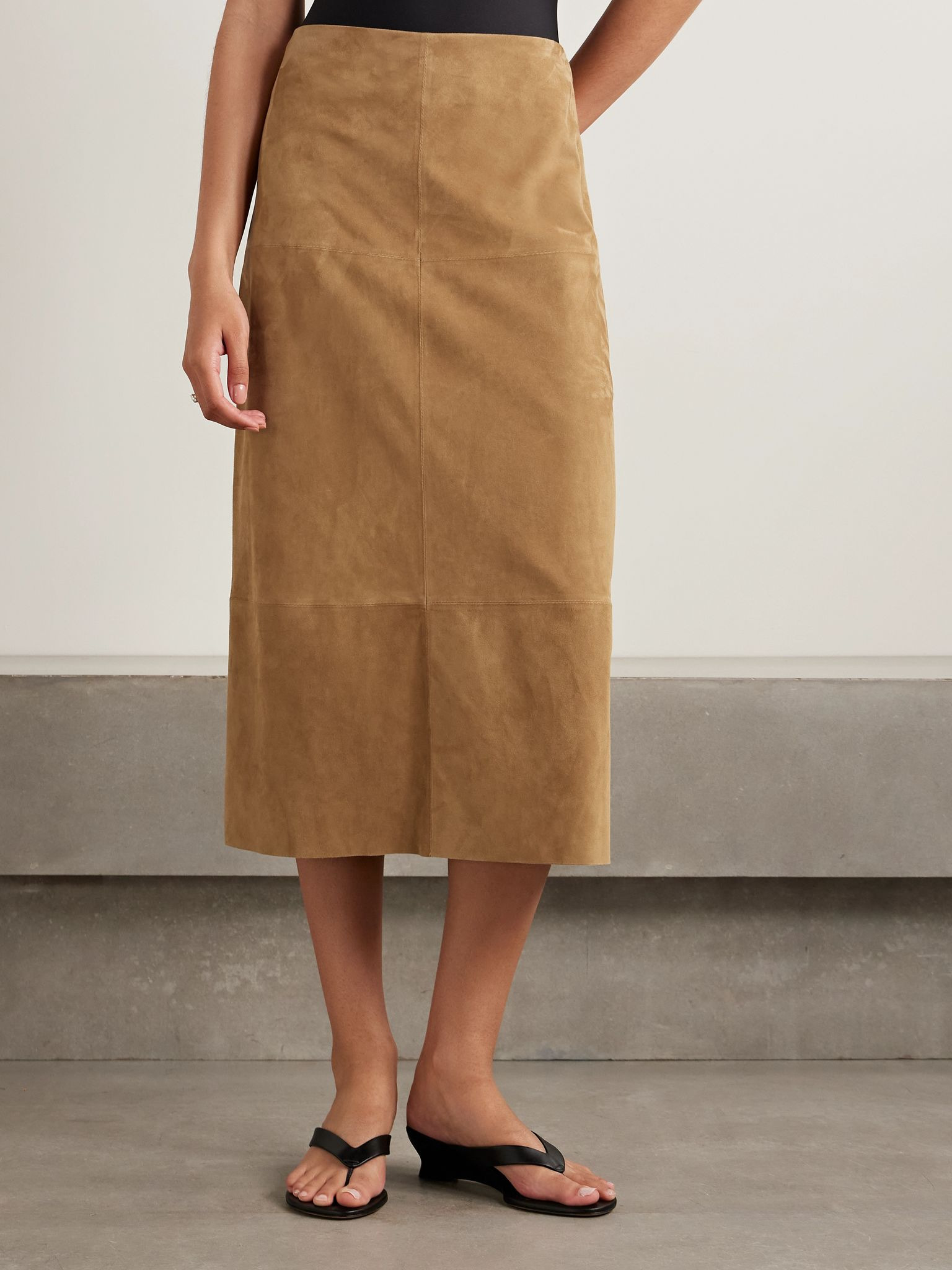 Nadia suede midi skirt Brown - 3