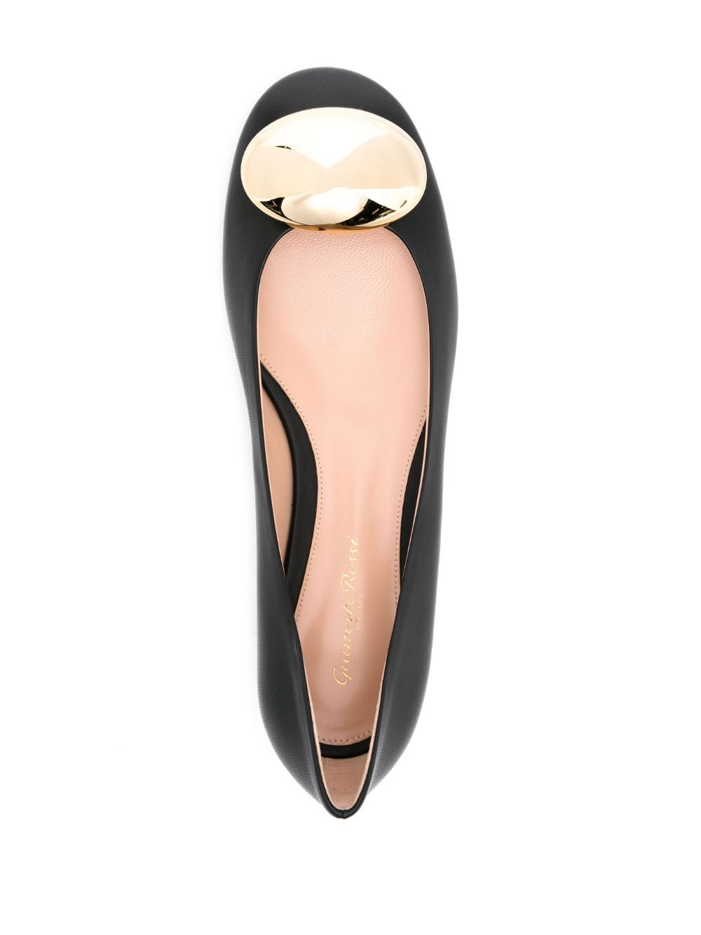 round-toe leather ballerina shoes - 4