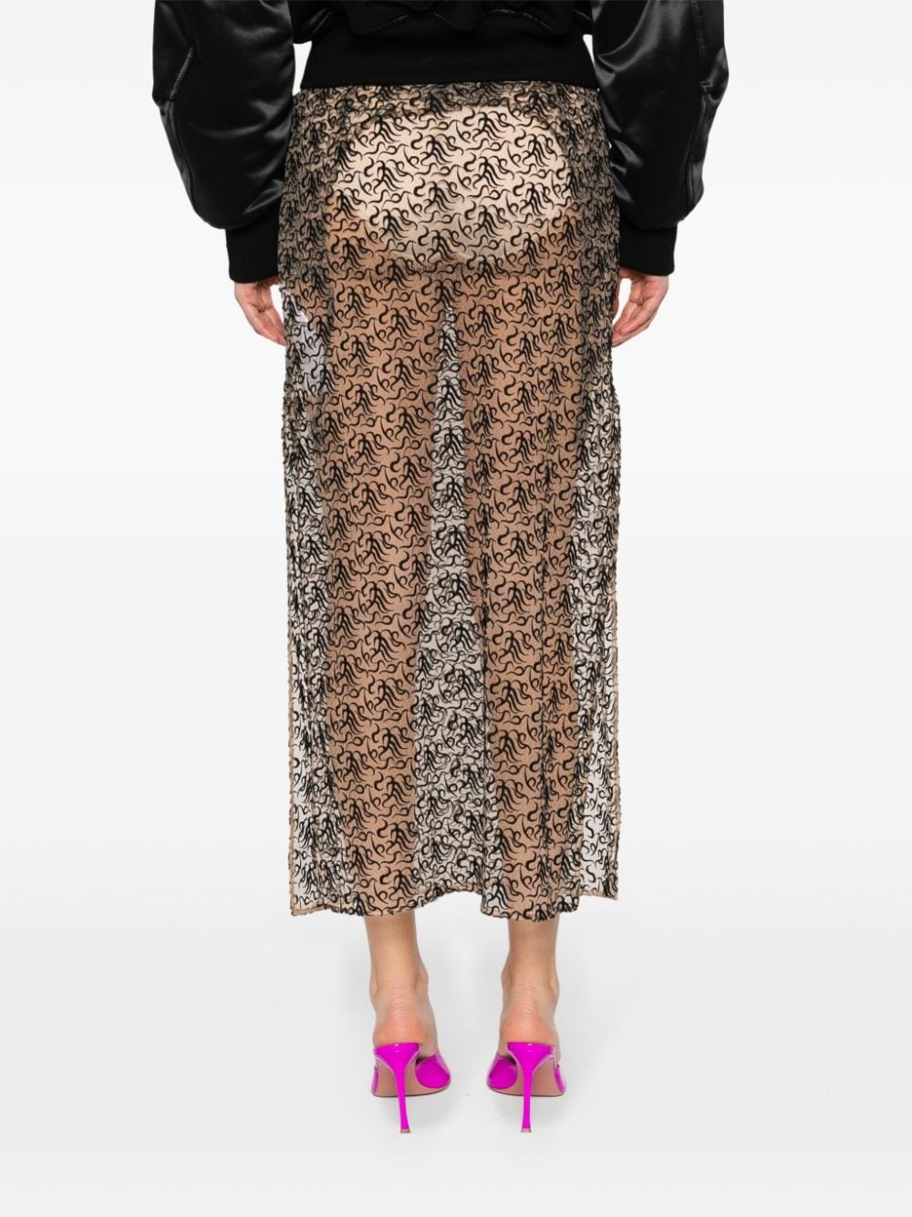 embroidered semi-sheer skirt - 4