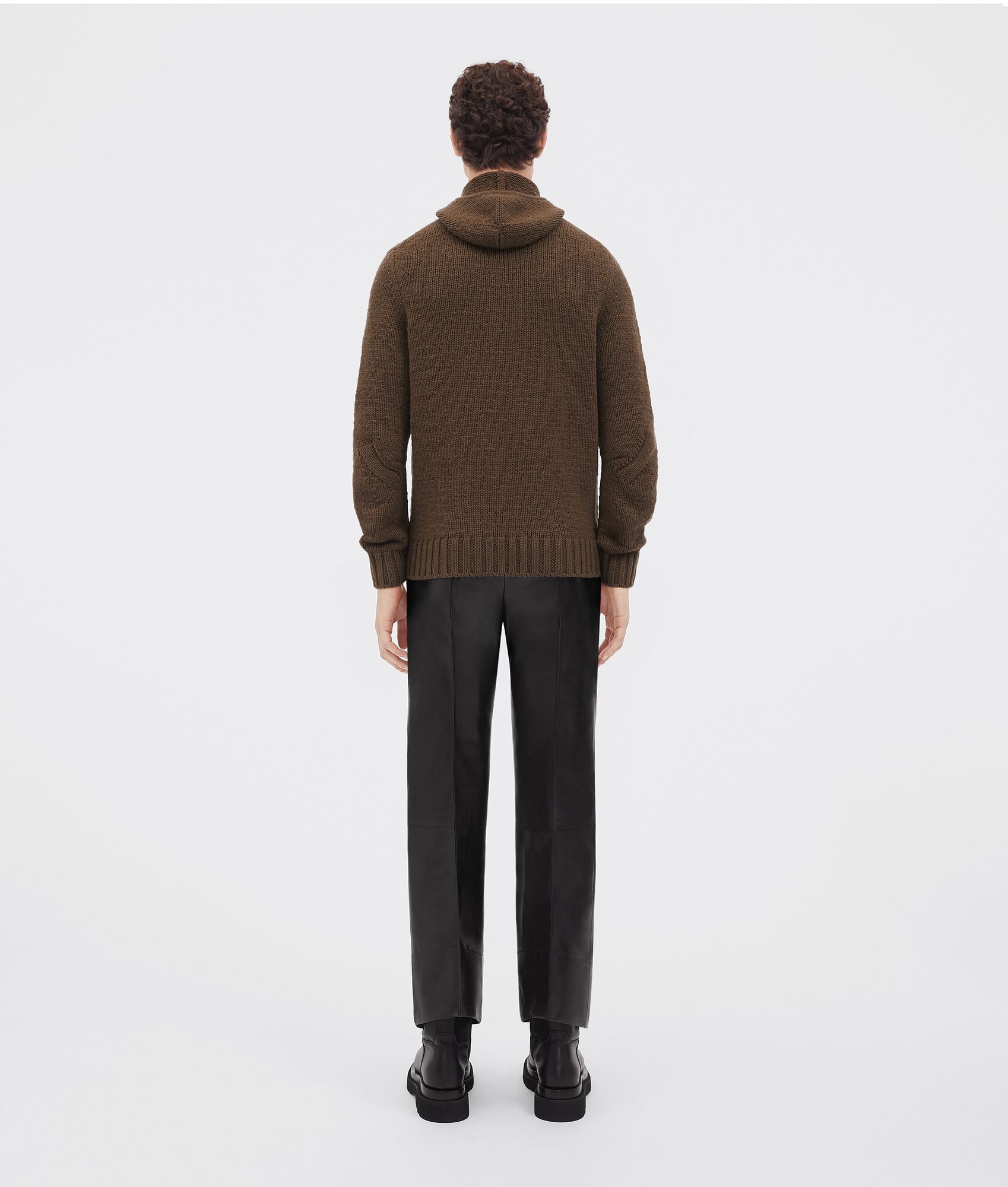 wool and cashmere textured hooded jumper - 3