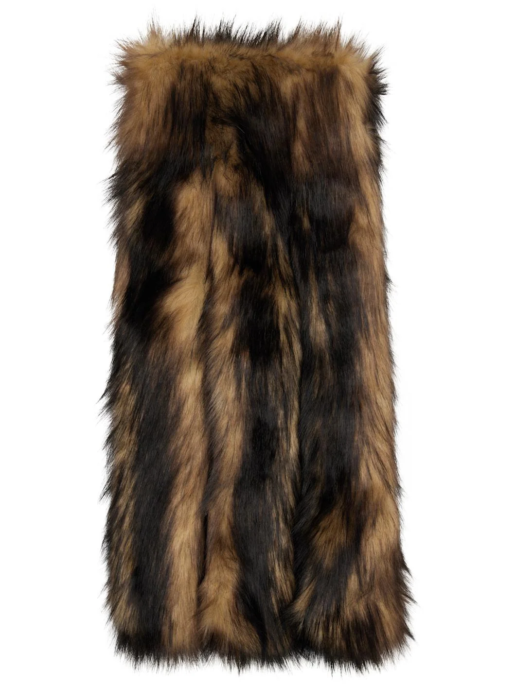 Beige & Brown Triple Slit Faux Fur Scarf - 1