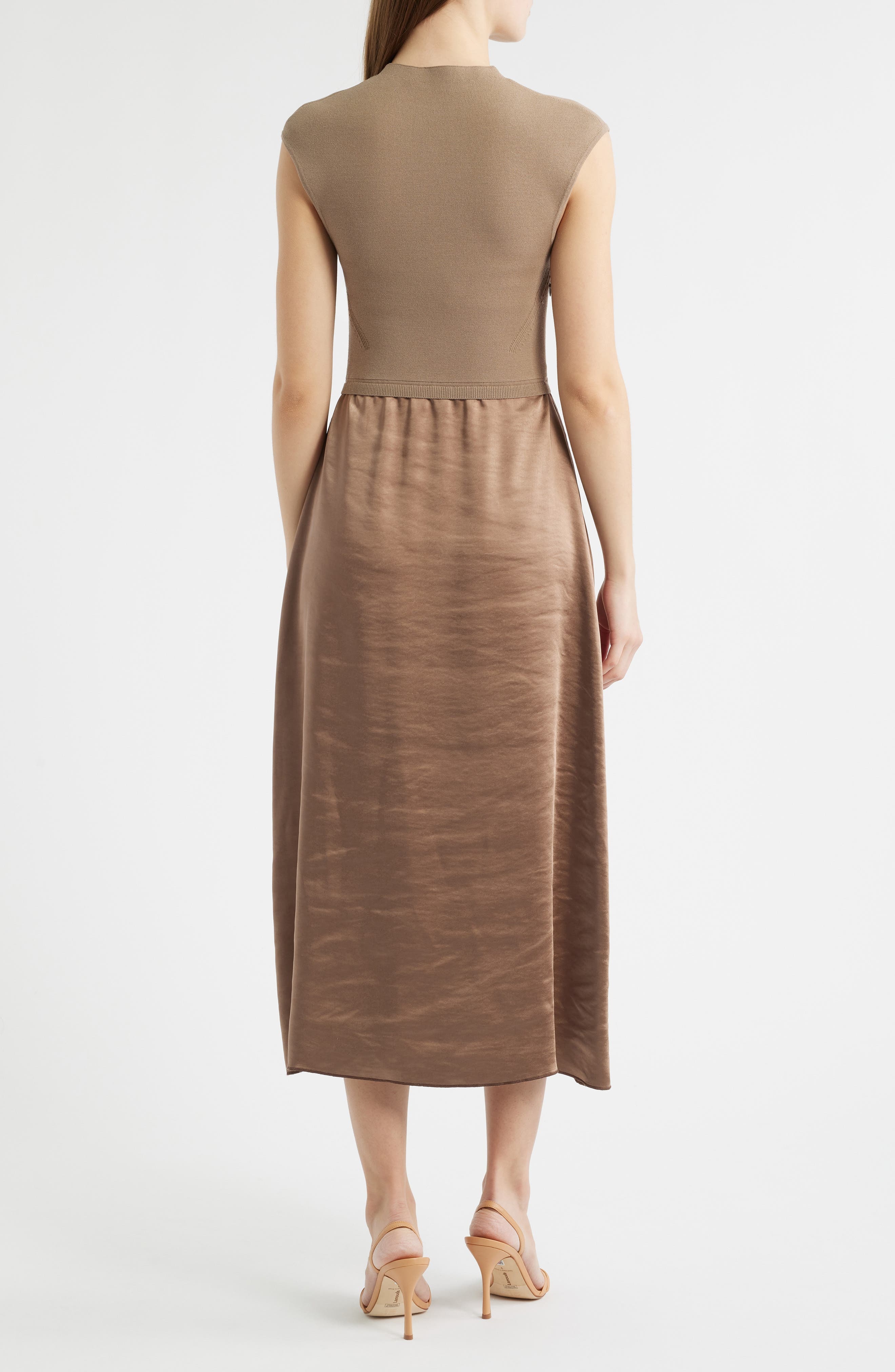 BOSS Ferdolini Mixed Media Midi Dress in Basalt at Nordstrom - 2
