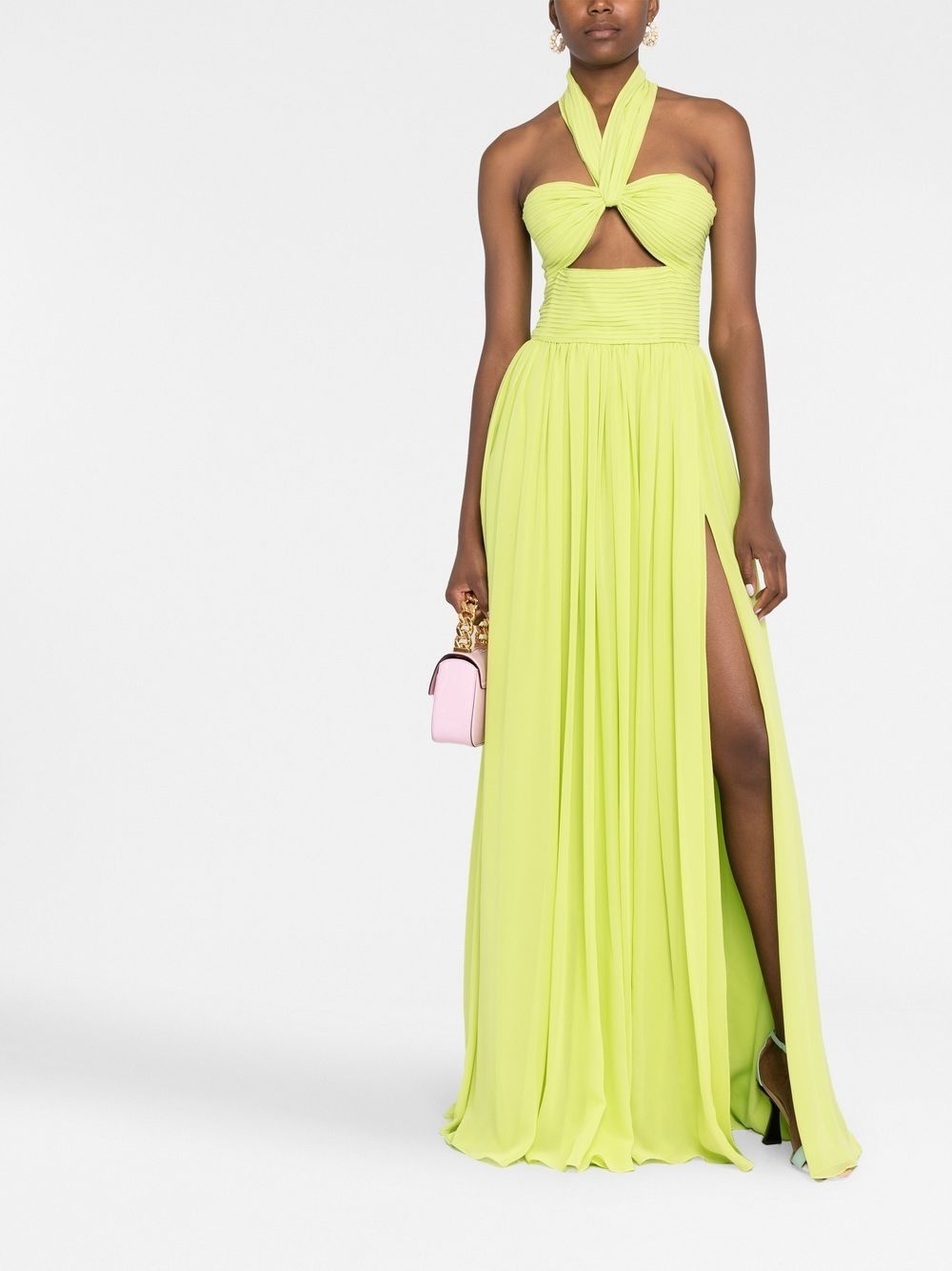 halterneck pleated gown - 2