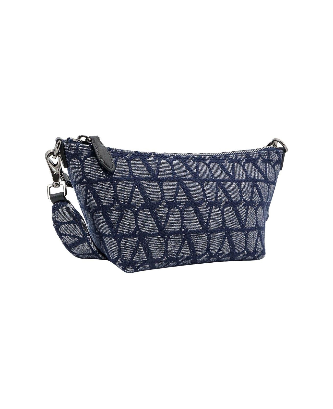 All-over Logo Motif Denim Shoulder Bag - 3