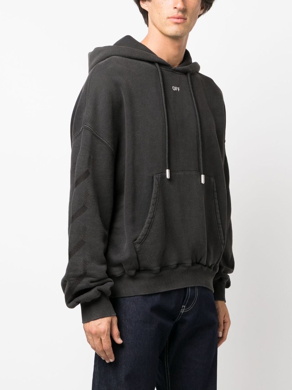 logo-print cotton hoodie - 4