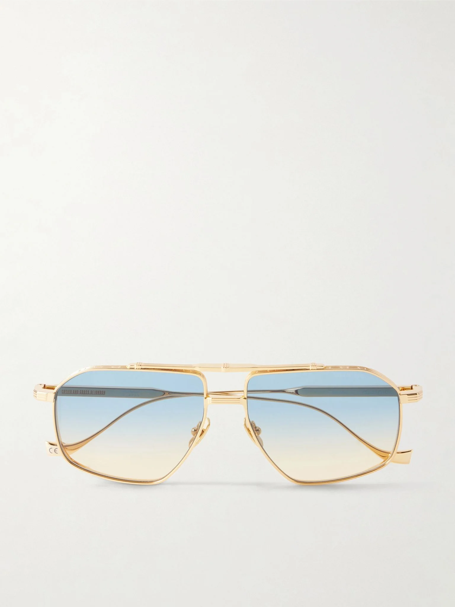 1424 Double-Bridge Aviator-Style Silver-Tone Titanium Sunglasses Gold - 1