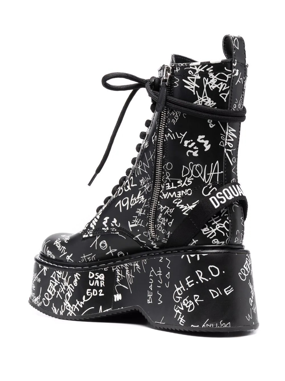 graphic-print lace-up boots - 3