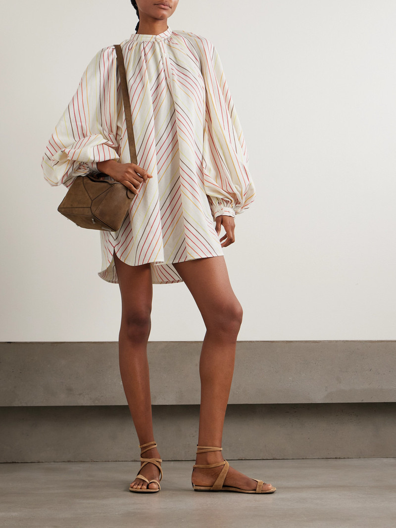MARRAKSHI LIFE Touareg Oversized Striped Cotton Mini Dress outlook