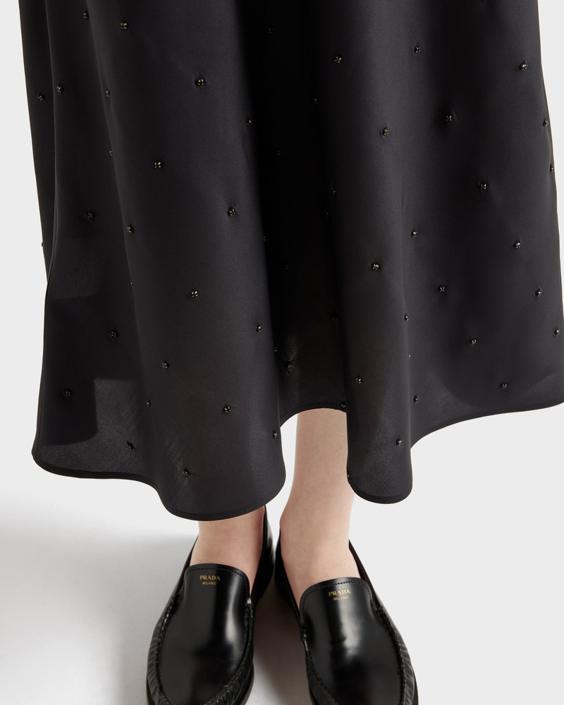 Embroidered vintage-effect habutai silk dress 6