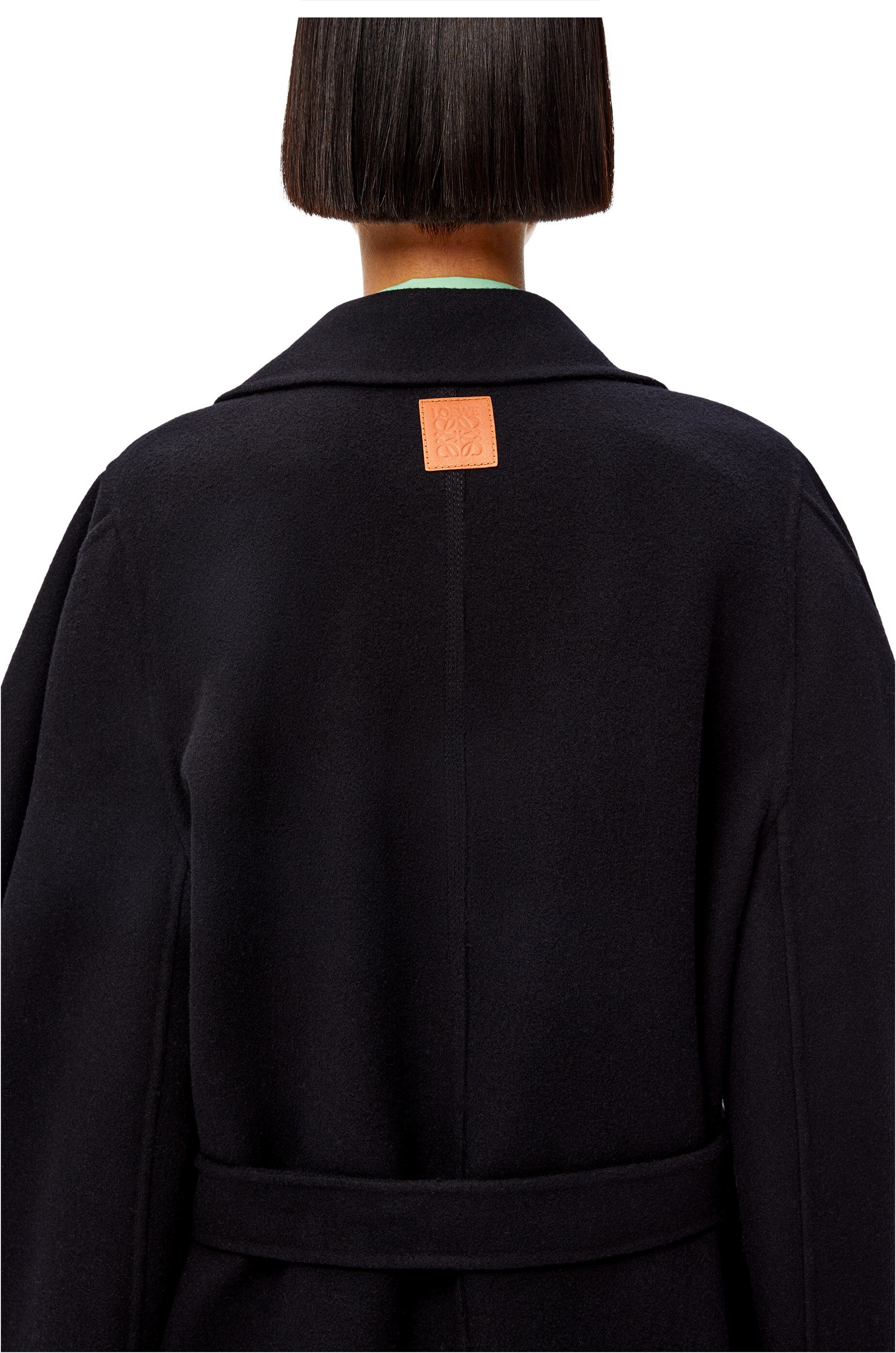 Circular sleeve belted coat in wool and cashmere - 5