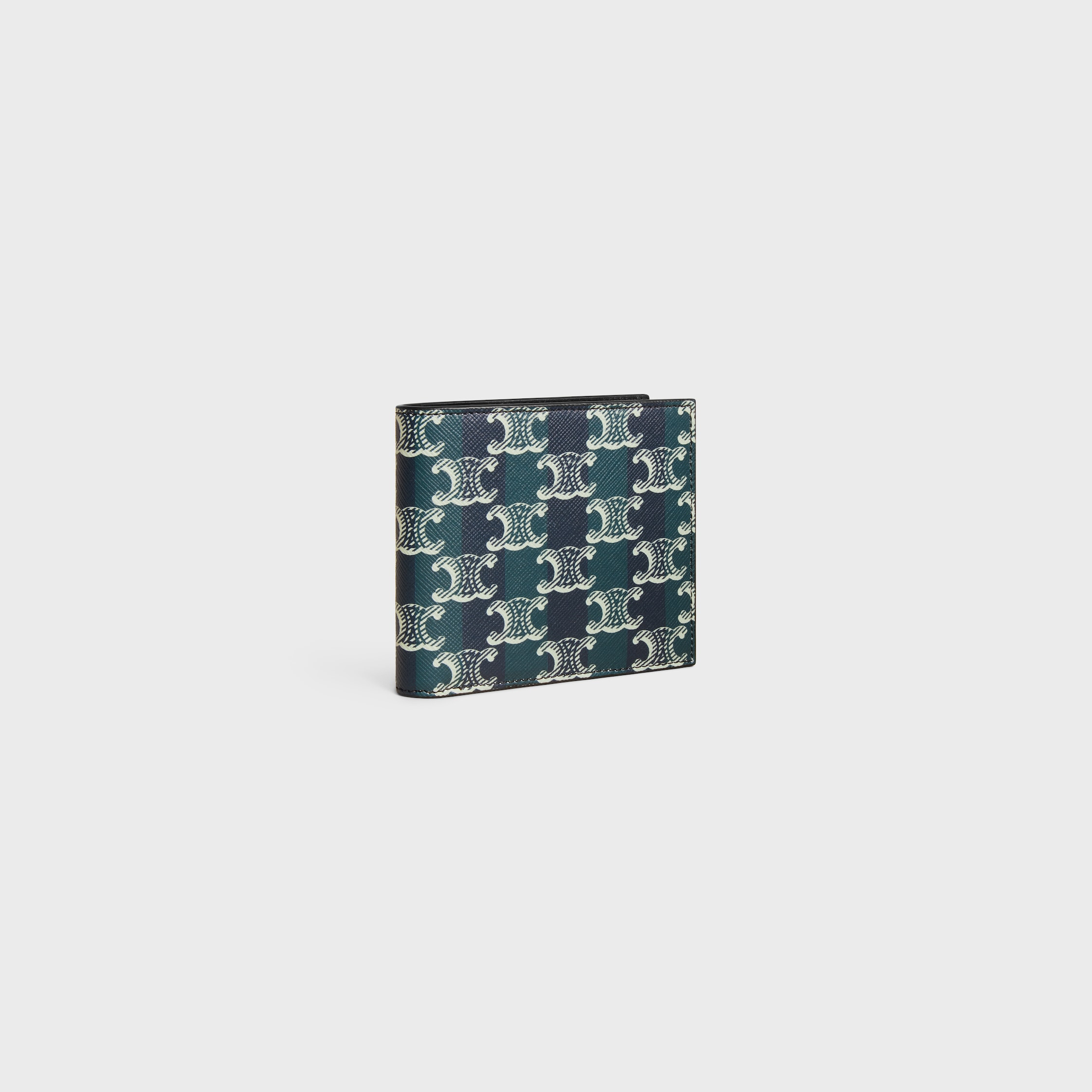 Bi-fold Wallet IN Striped Triomphe Canvas and Calfskin - 2