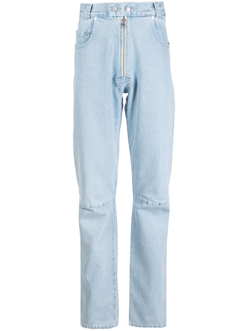 washed straight-leg jeans - 1