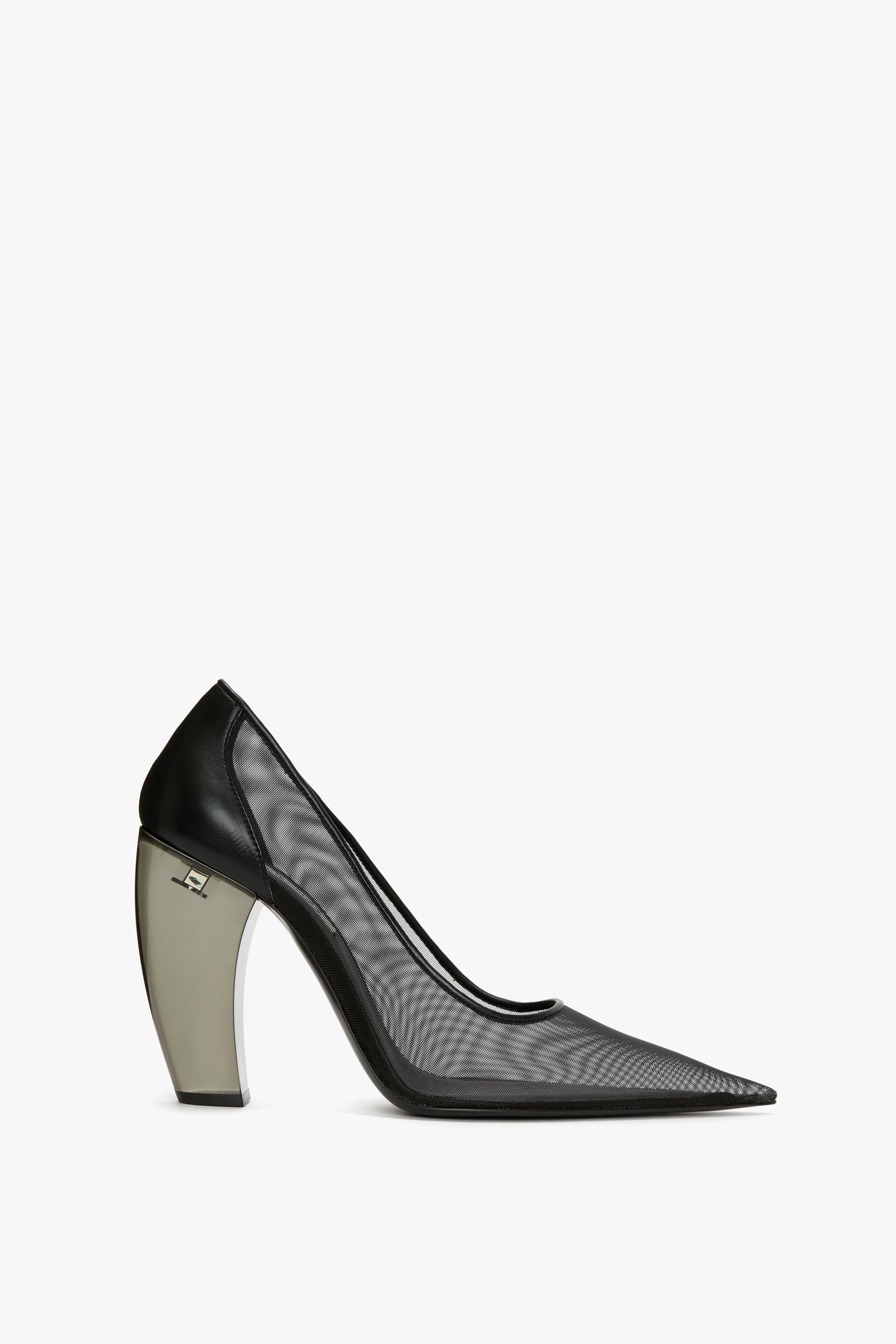 Transparent Heel Mesh Pump In Black - 1