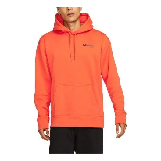 Men's Nike Solid Color Logo Pullover Hooded Long Sleeves Orange DA4256-800 - 1