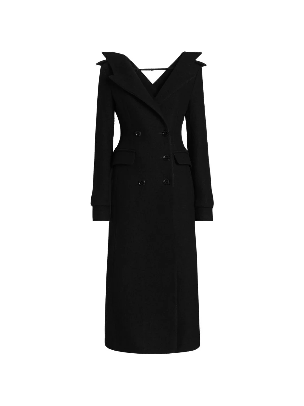 peak-lapel double-breasted coat - 1