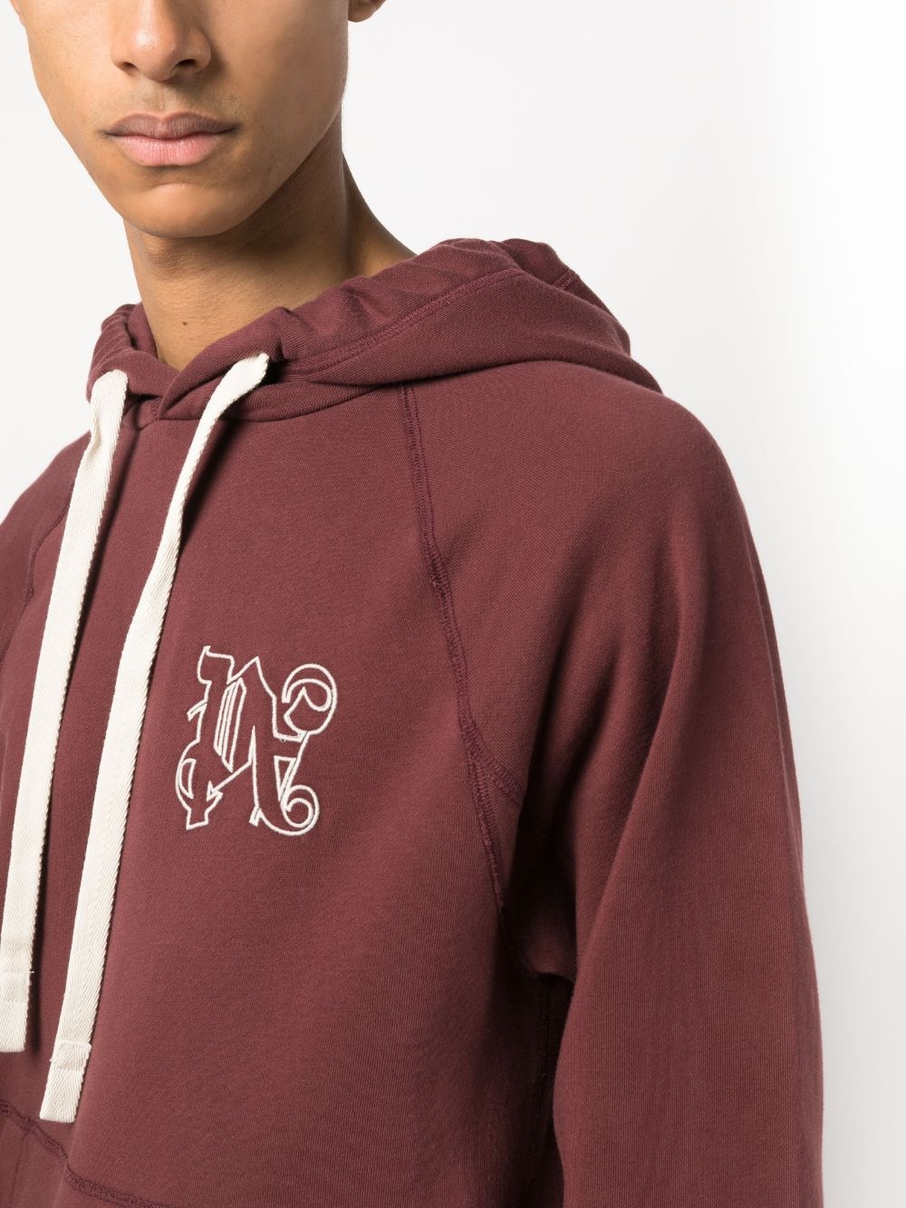 monogram-embroidered cotton hoodie - 5