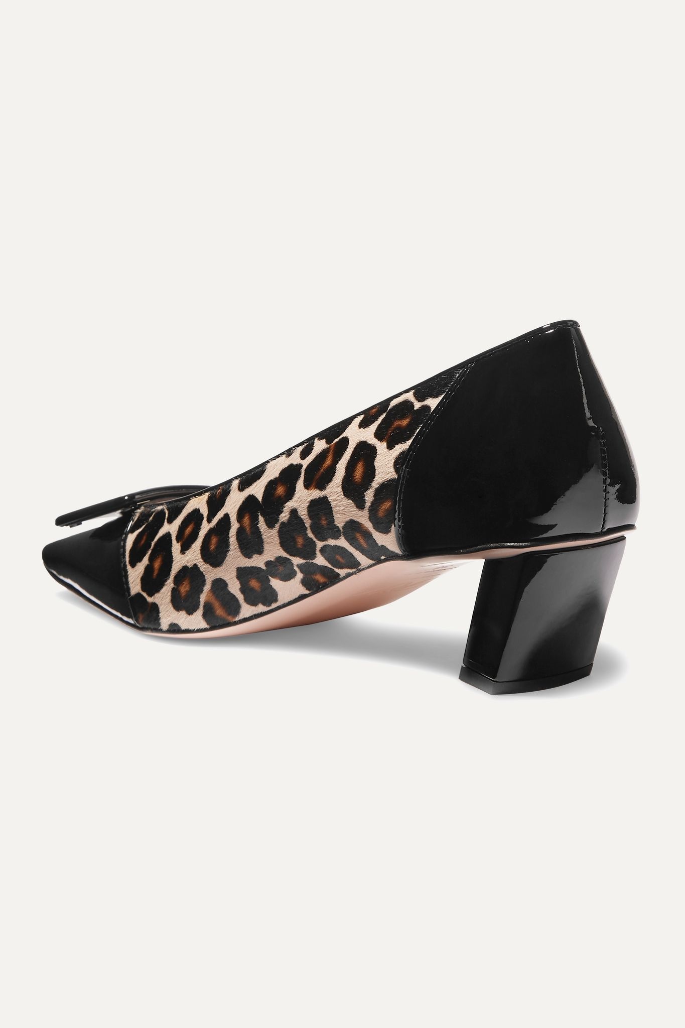 Belle Vivier Decollete leopard-print calf hair and patent-leather pumps - 4