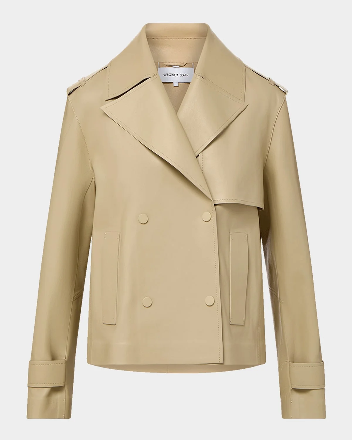 Heathcliff Cropped Leather Trench Coat - 1