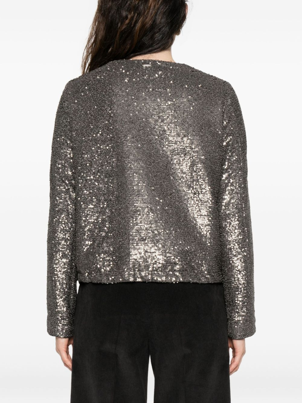 sequinned zip-up jacket - 4