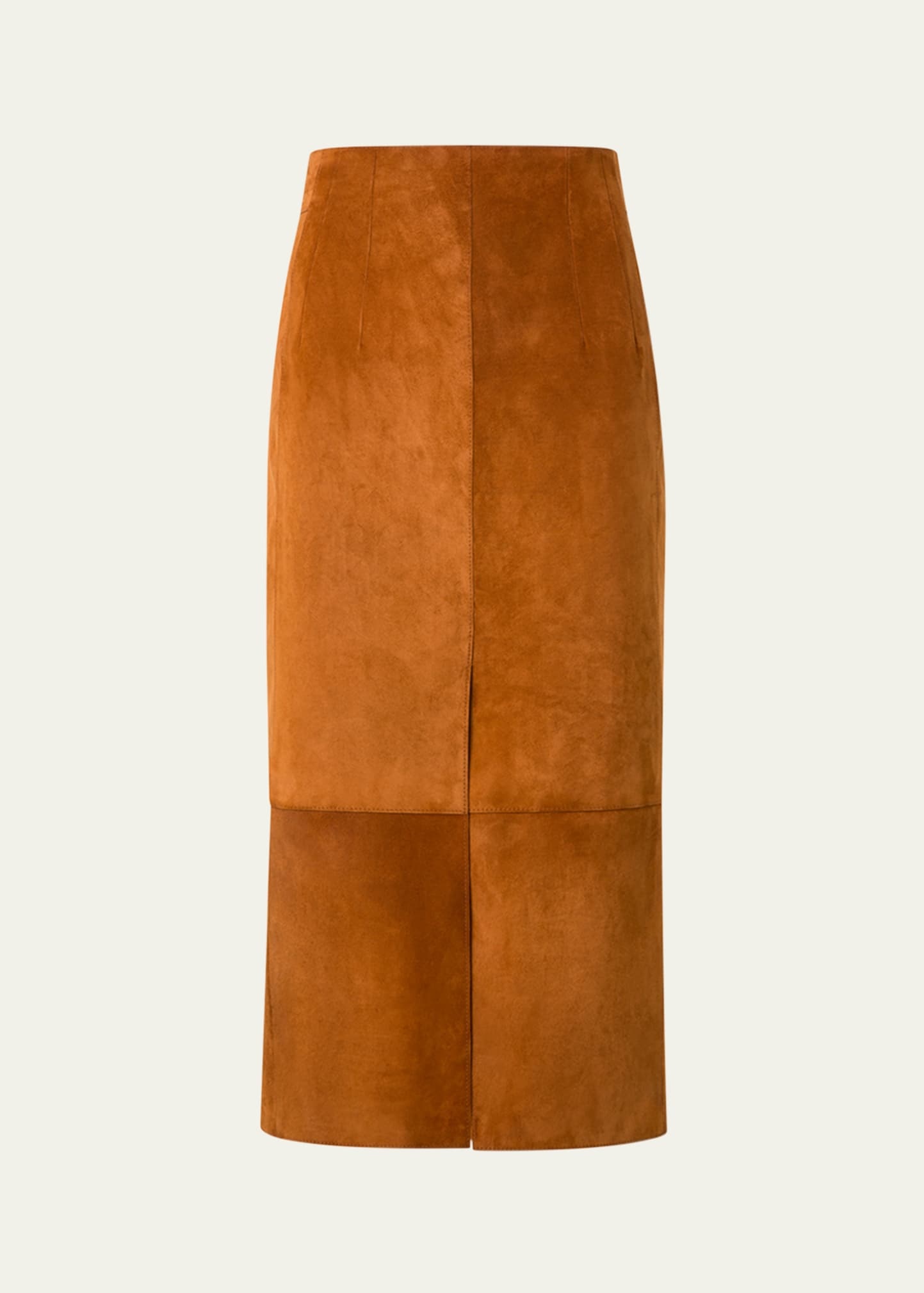 Lamb Suede Slit Midi Pencil Skirt - 1