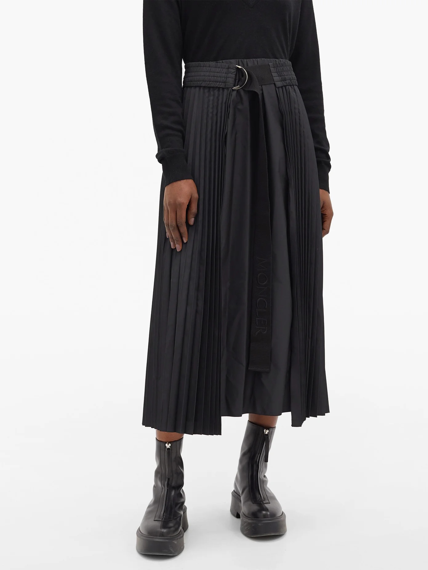 Pleated taffeta midi skirt - 6