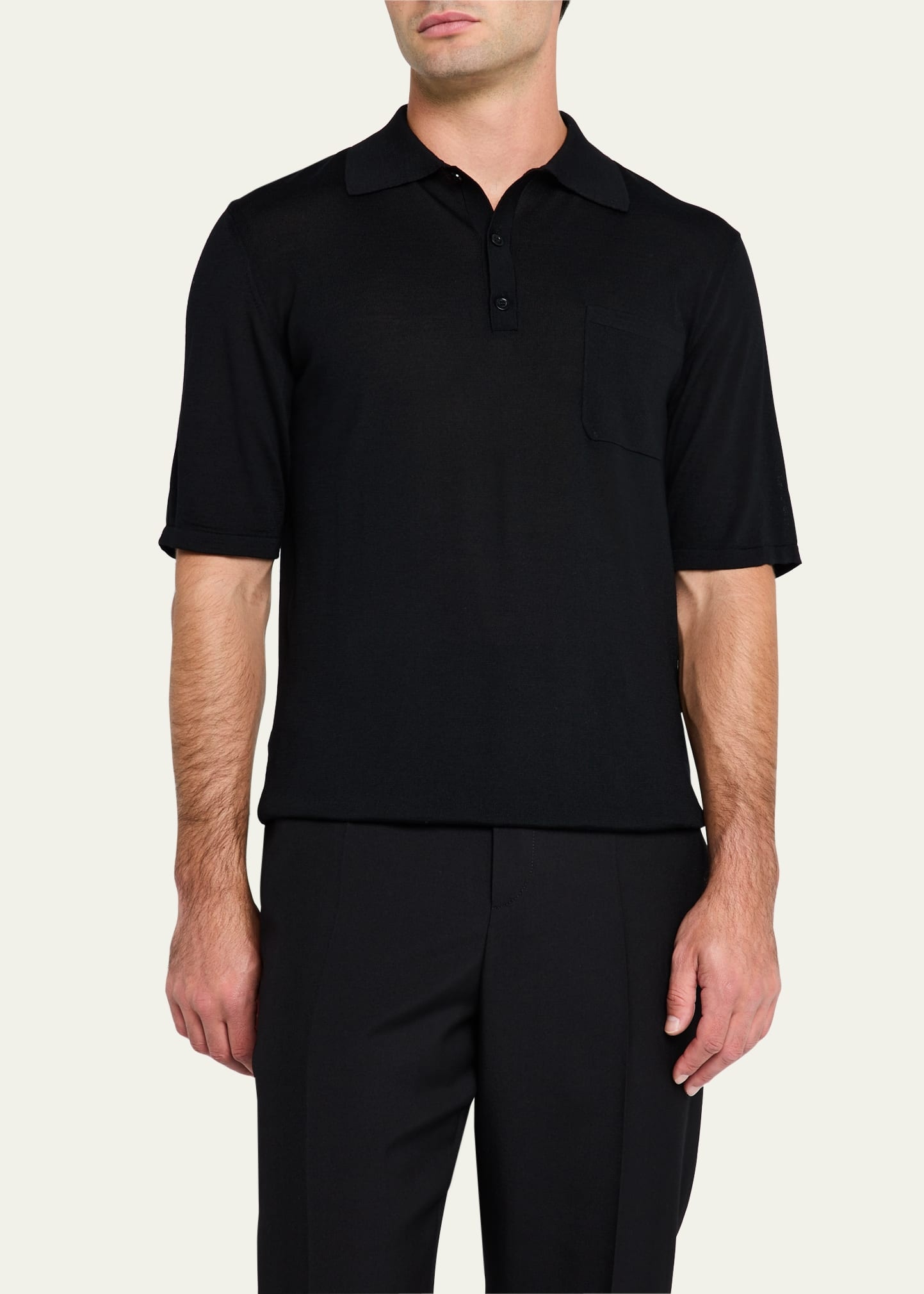 Men's Fine Gauge Wool Polo Shirt - 4