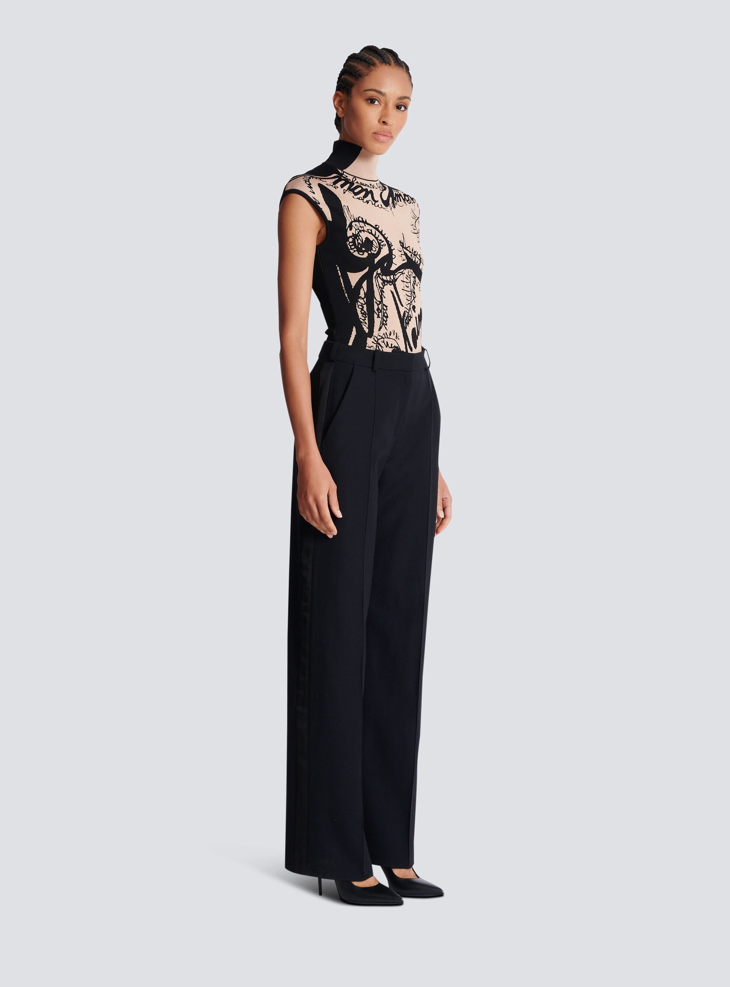 Jacquard knit bodysuit with torso motif - 3