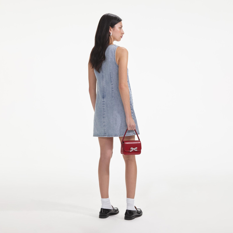self-portrait Square Rhinestone Denim Mini Dress - PF24-842S-BL | REVERSIBLE