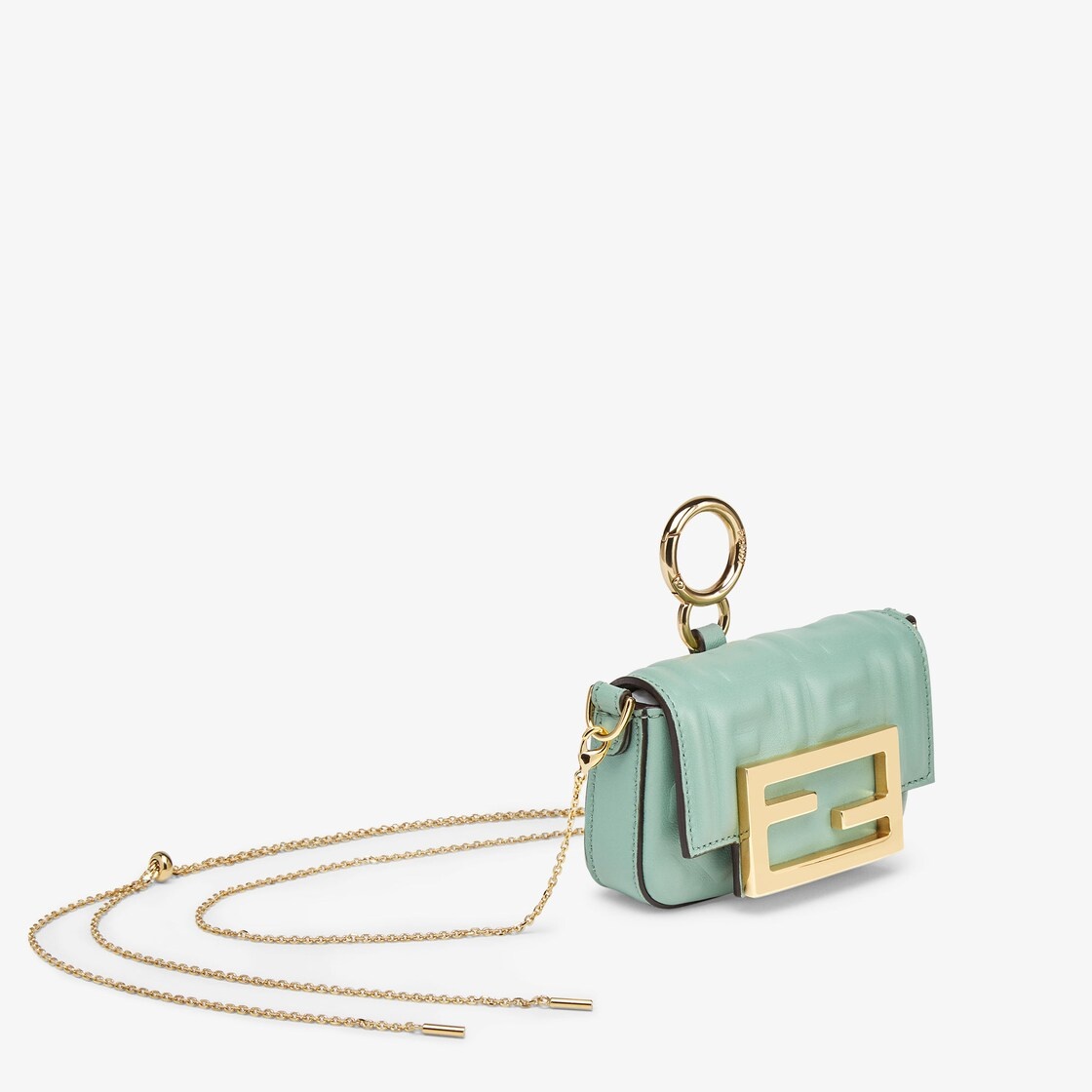 Mint green nappa leather charm with FF motif - 2