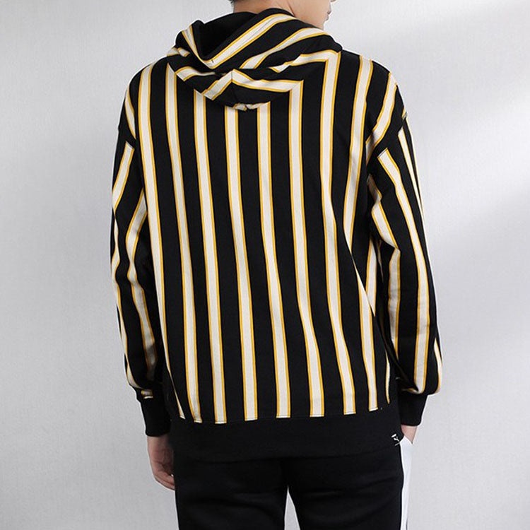 PUMA Striped Hoodie 'Black Yellow White' 596004-01 - 4
