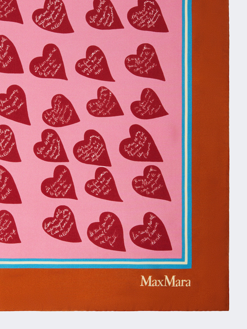 Max Mara MITO Printed silk twill scarf - ORANGE outlook