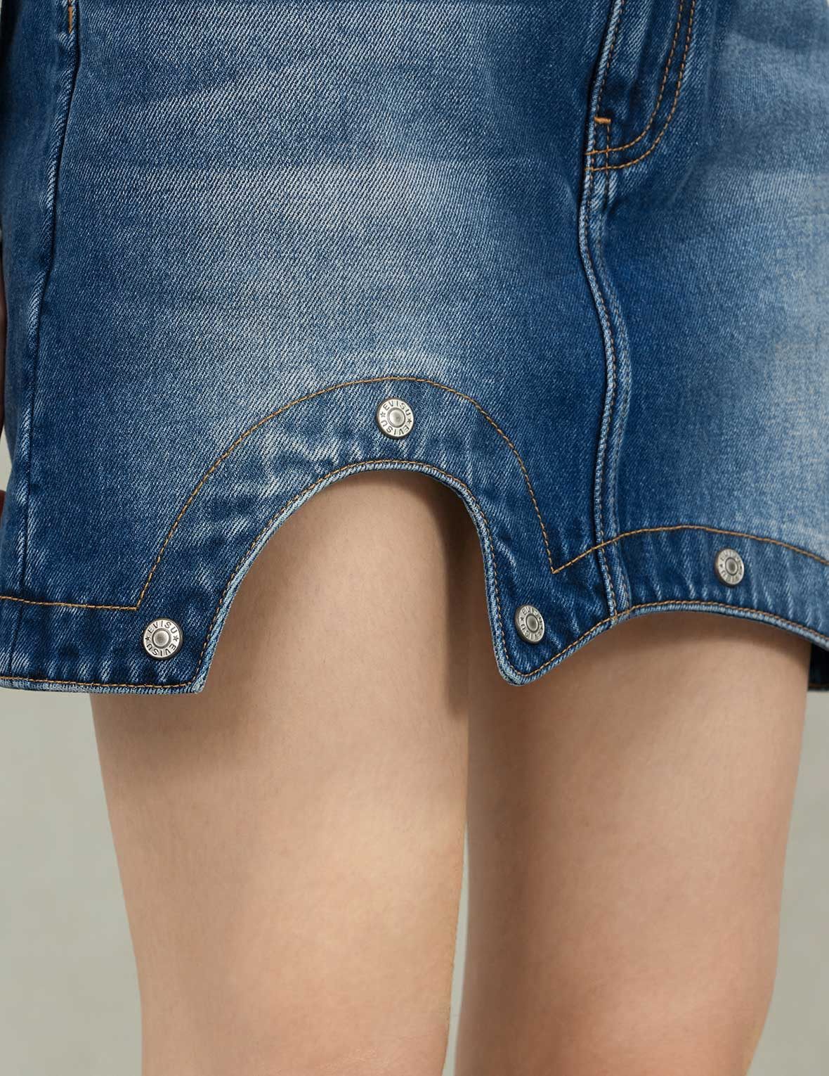 Logo Print Fashion Fit Detachable Denim Skirt - 9