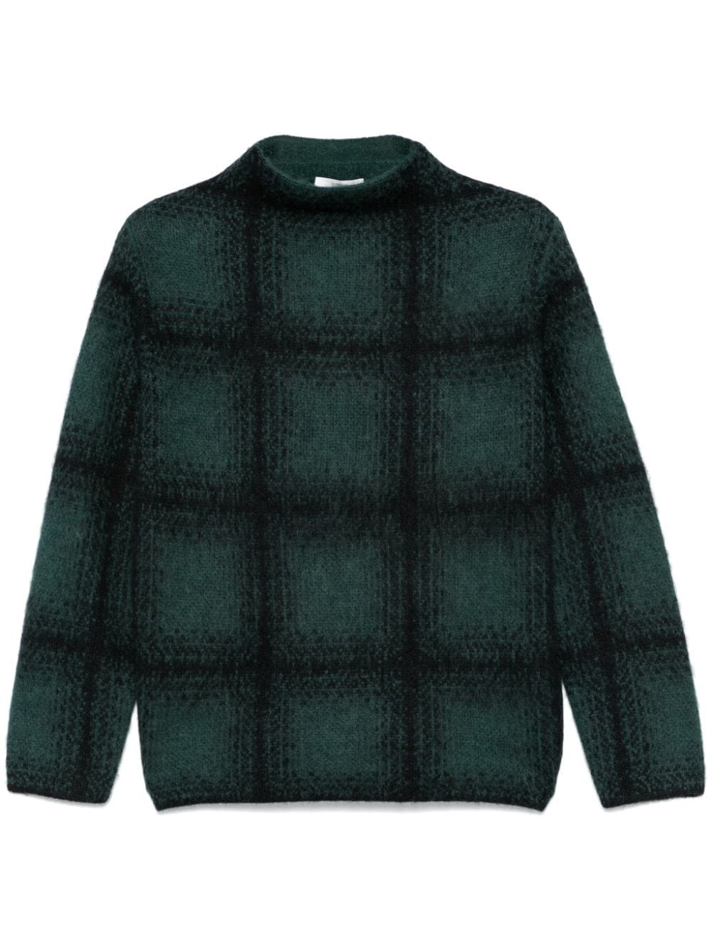 shadow-plaid funnel-neck sweater - 1