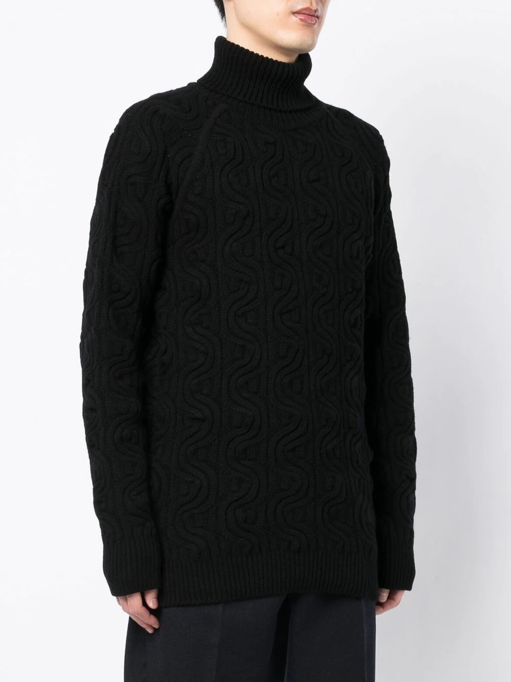 textured roll-neck jumper - 3