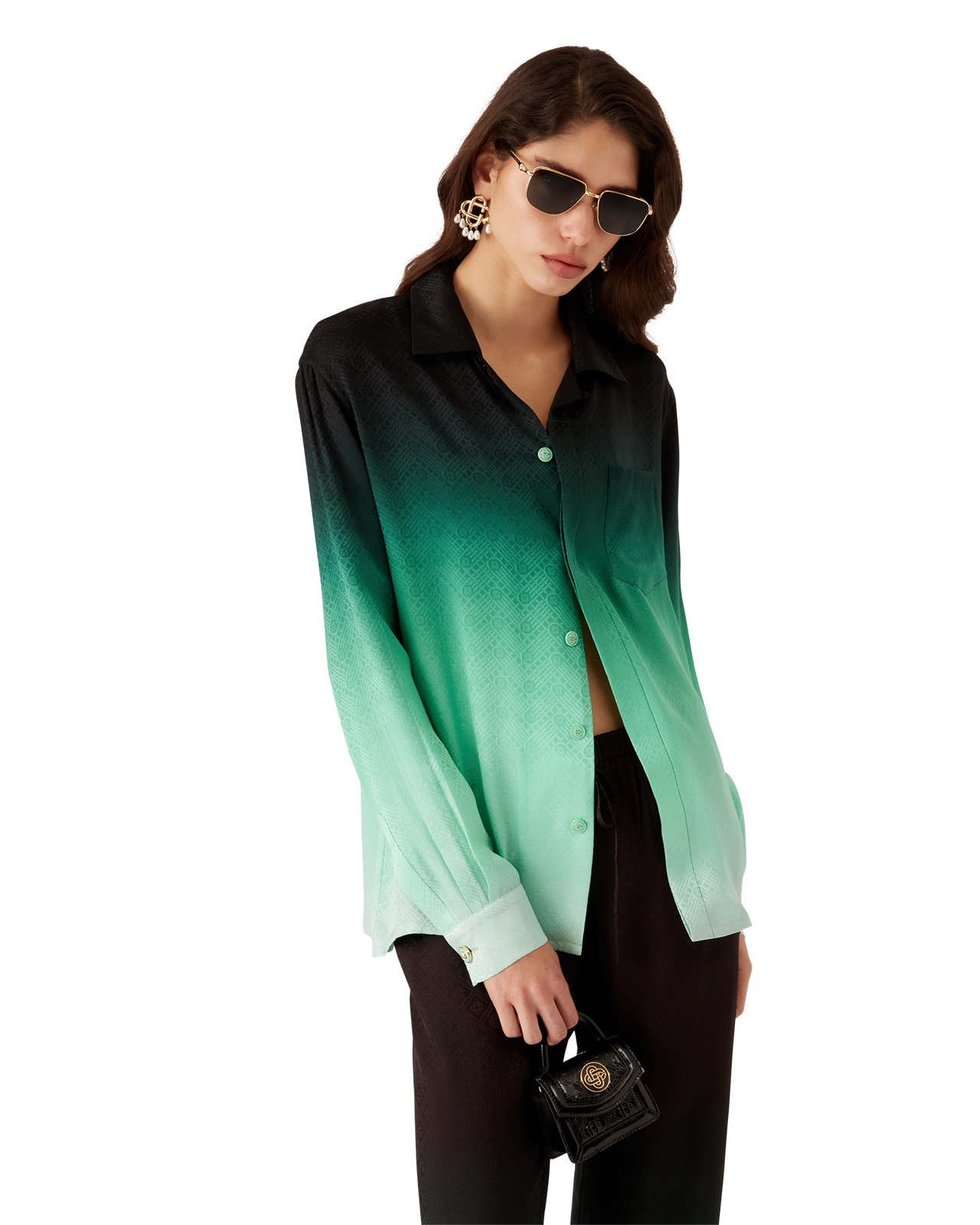 Gradient Ping Pong Jacquard Silk Shirt - 6