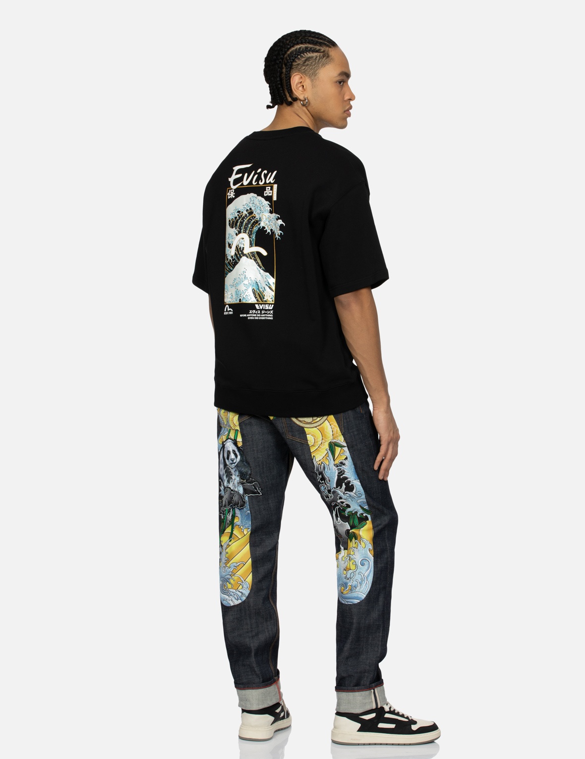 THE GREAT WAVE AND SEAGULL PRINT RELAX FIT SHORT-SLEEVE SWEATSHIRT - 3