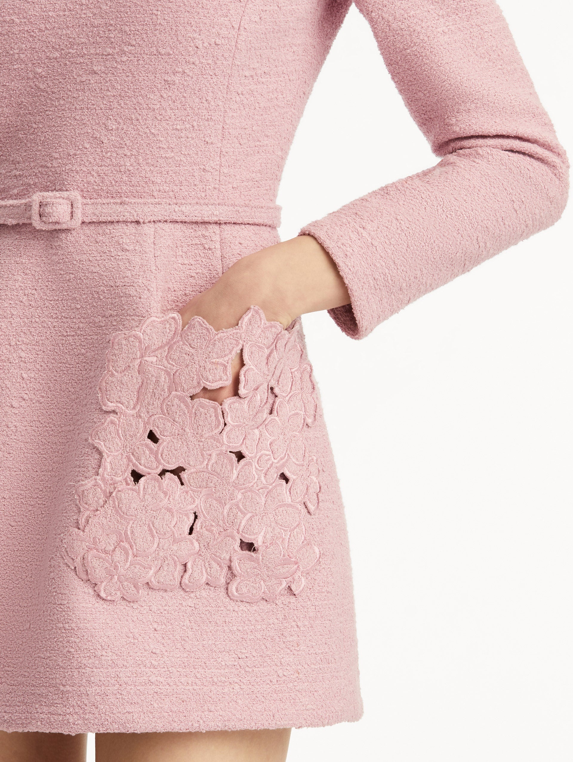 CHERRY BLOSSOM CUTOUT TWEED DRESS - 5