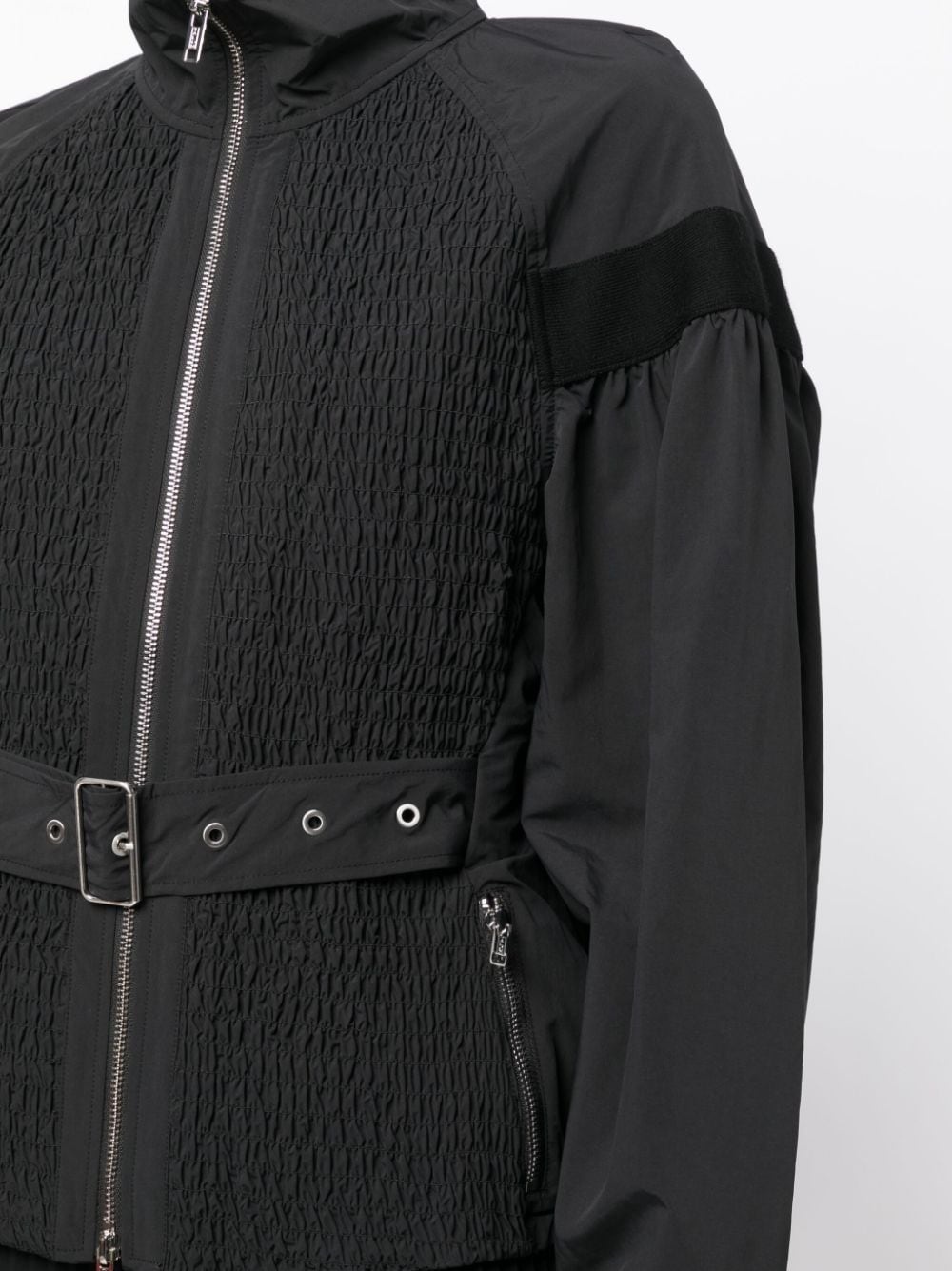 belted-waist stand-up collar jacket - 5