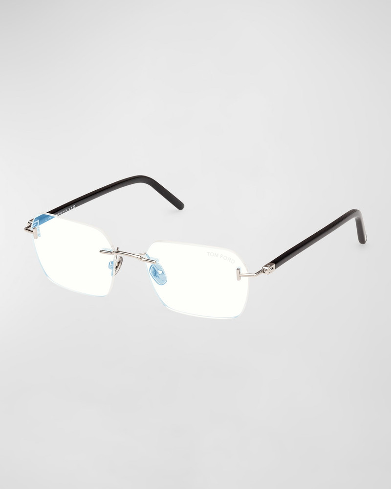 Rimless Mixed-Media Rectangle Sunglasses 1
