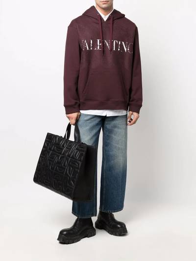 Valentino lace-panelled logo-print hoodie outlook