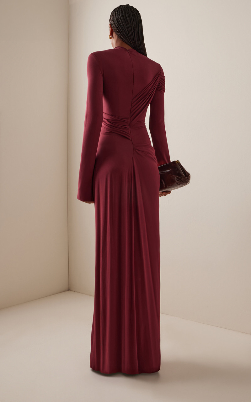Izadora Ruched Maxi Dress burgundy 4