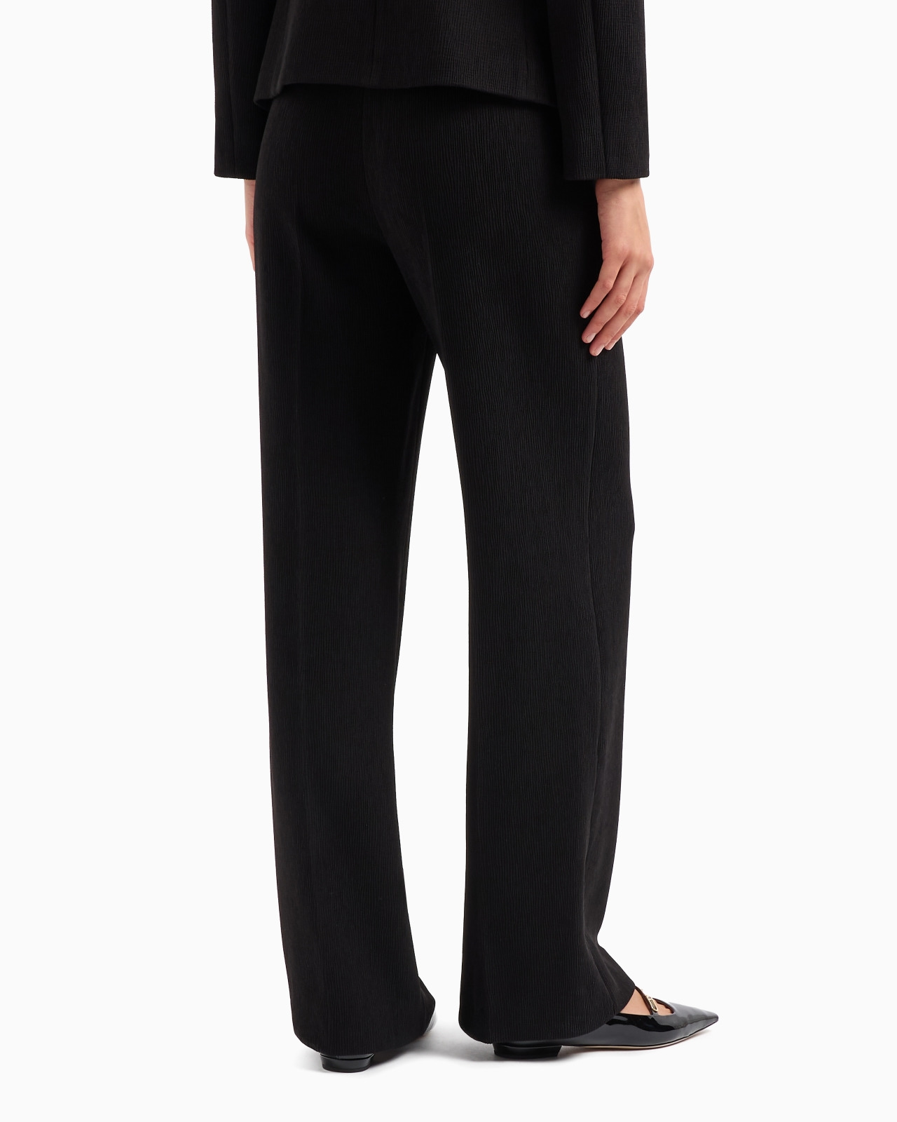 Trousers with elasticated waist, in ribbed, stretch technical fabric - 3