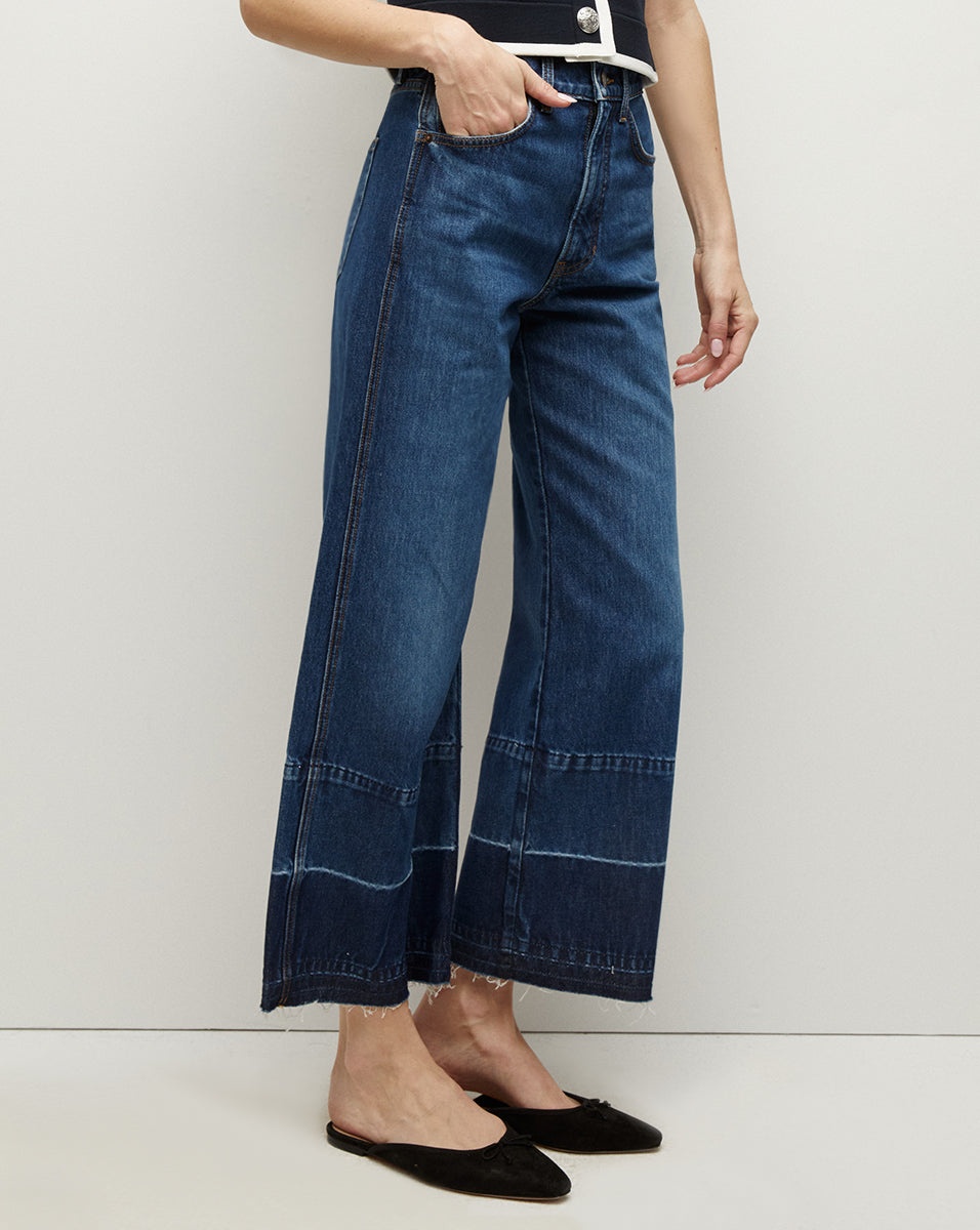 TAYLOR RELEASED HEM CROPPED WIDE-LEG JEAN - 3