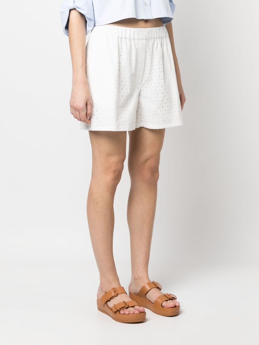 broderie anglaise cotton shorts - 3