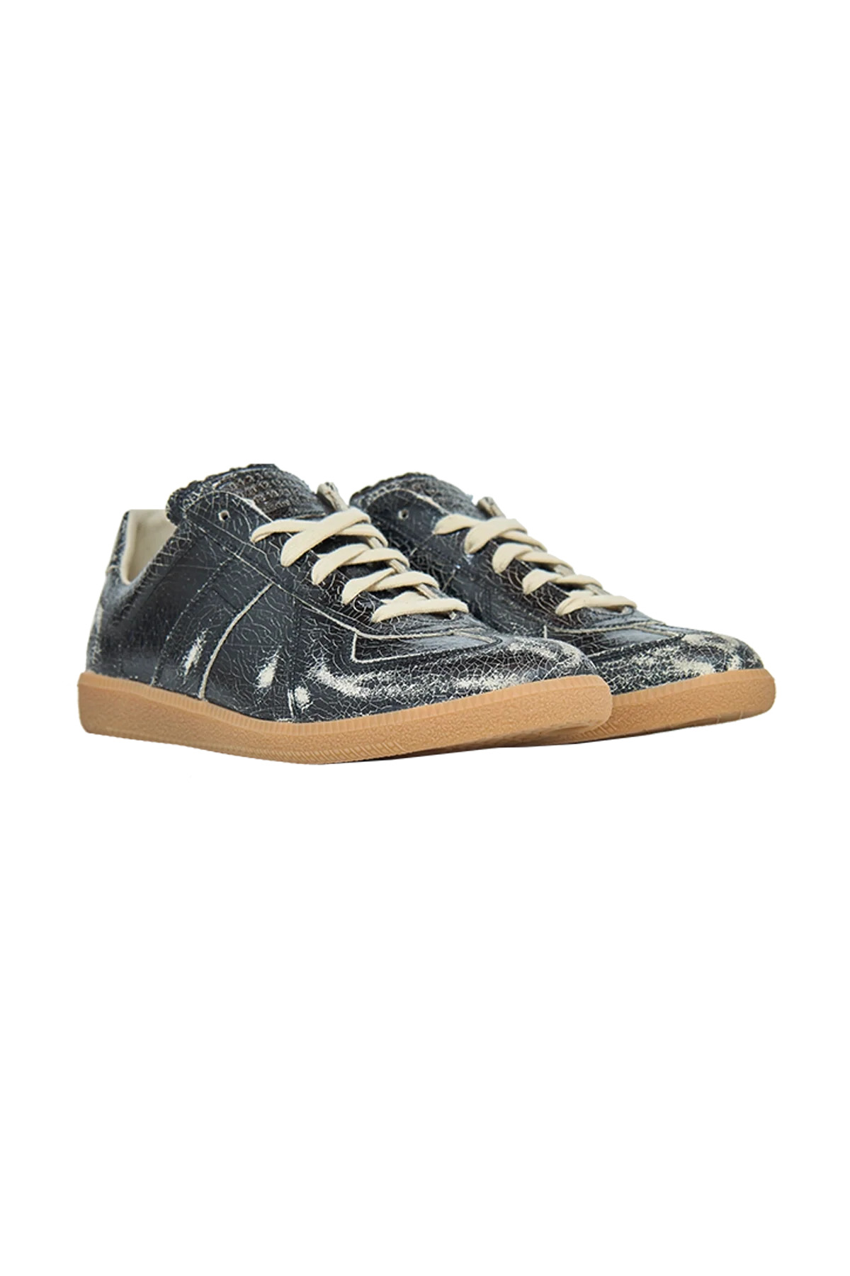 Maison Margiela Cracked Leather Replica Low Top Sneaker Black/White - 2