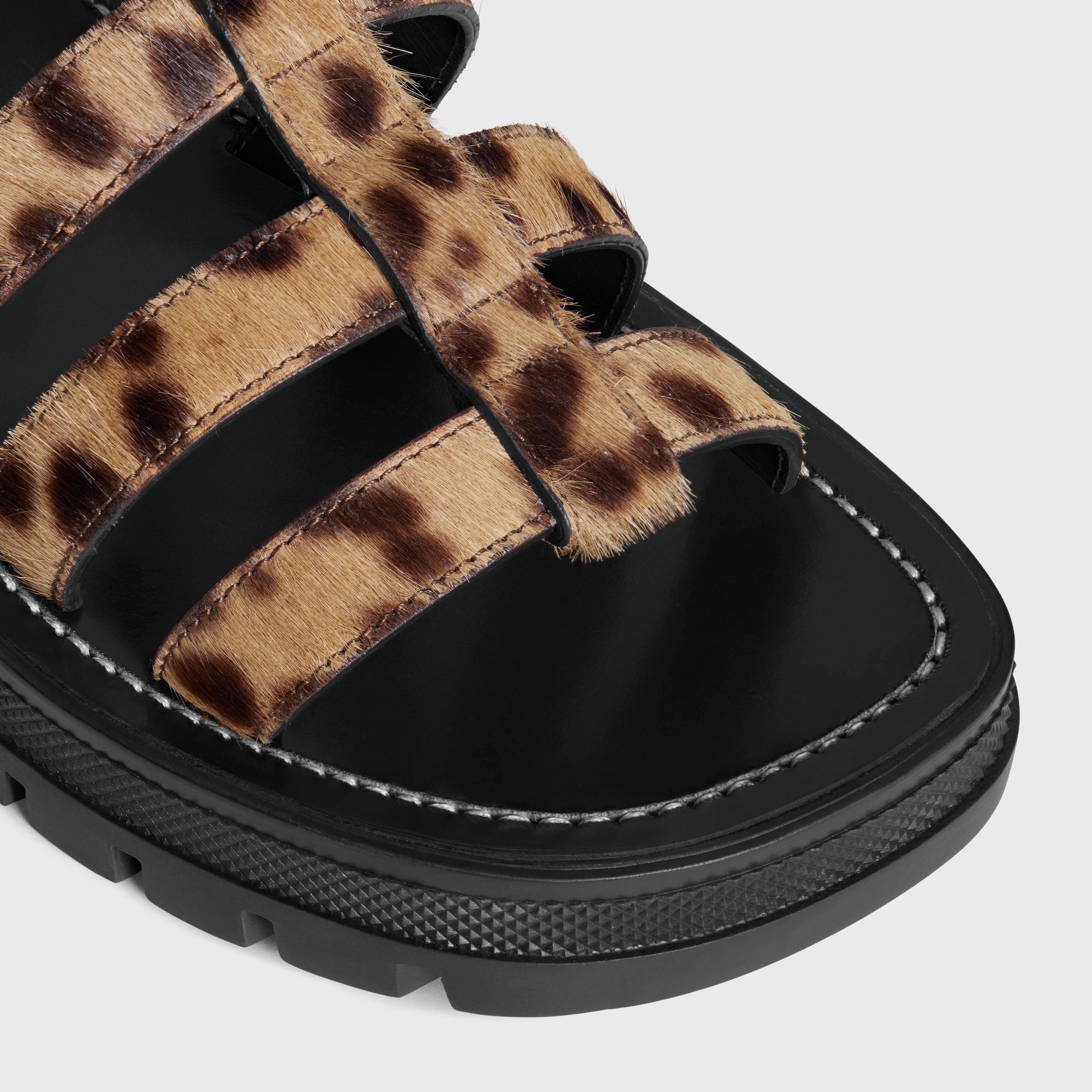 CELINE CLEA TRIOMPHE GLADIATOR SANDAL in LEOPARD PRINTED HAIRY CALFSKIN - 4