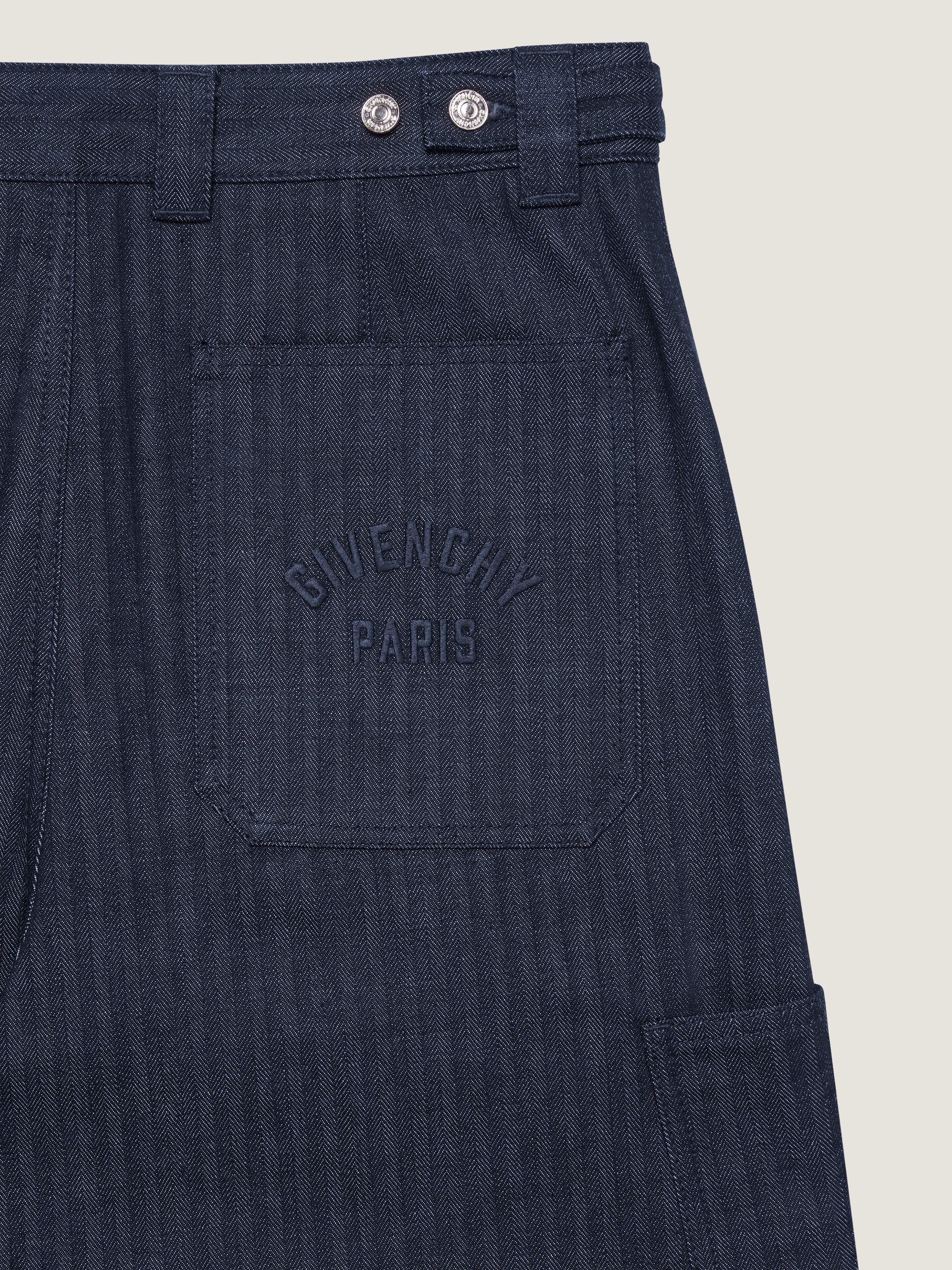 CARGO TROUSERS IN HERRINGBONE DENIM - 8