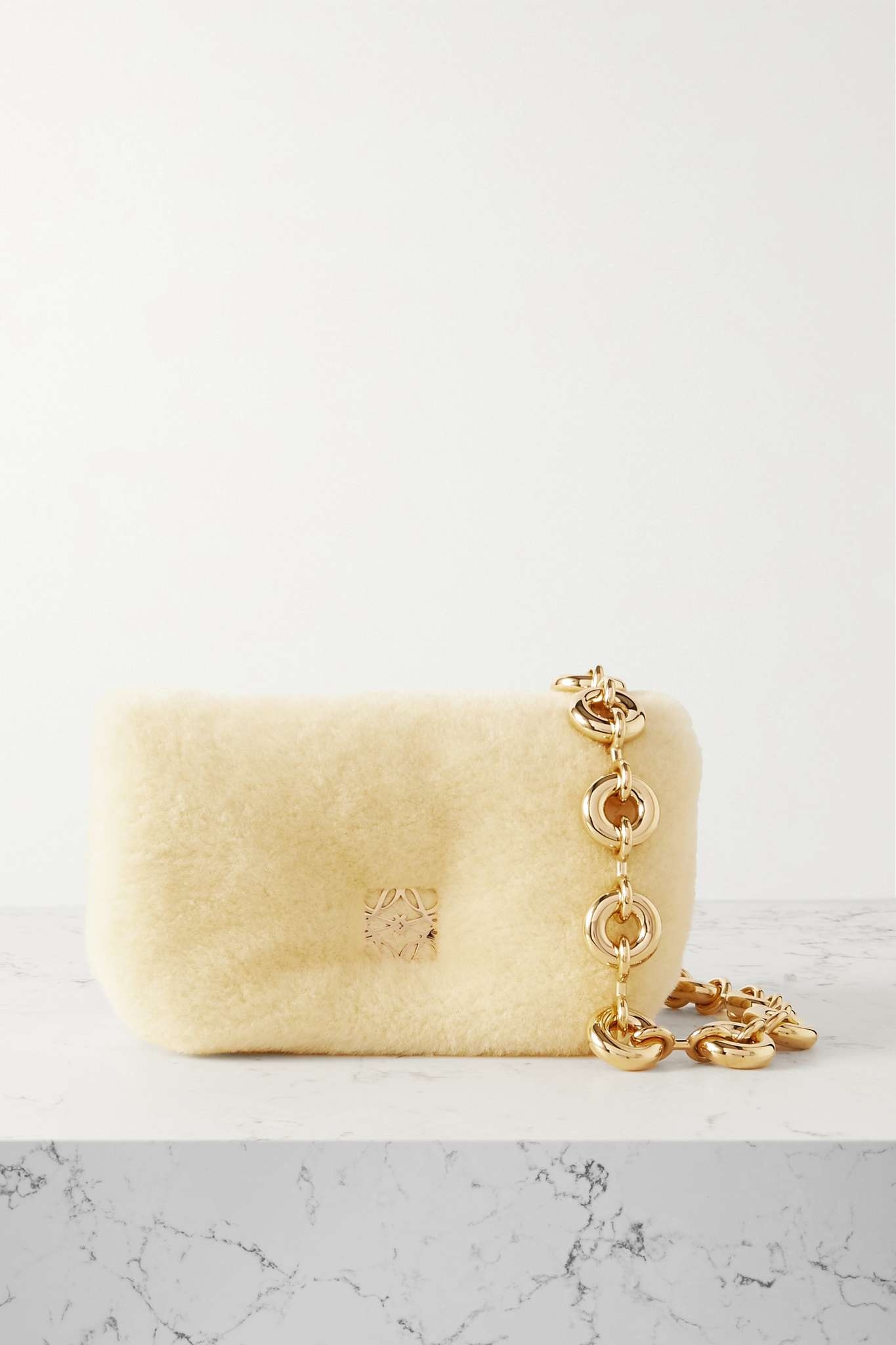 Puffer Goya mini embellished shearling shoulder bag - 1