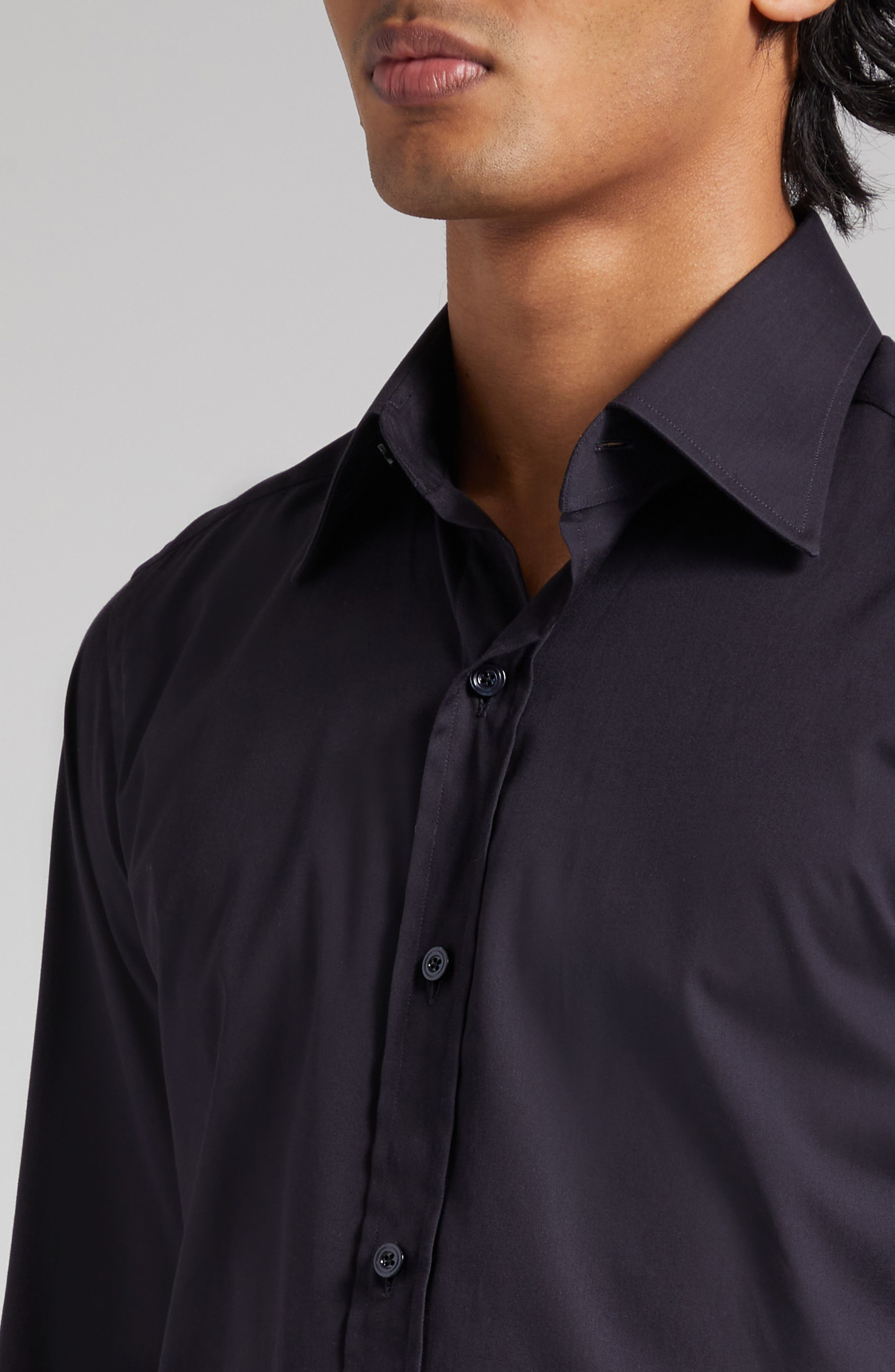 Slim Fit Cotton Poplin Button-Up Shirt - 4